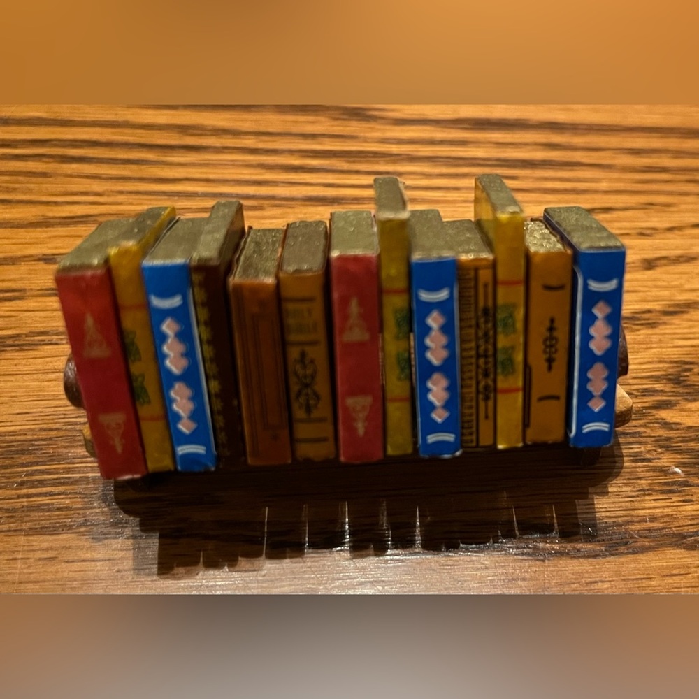Vintage Miniature Dollhouse Desk Top Book shelf with books